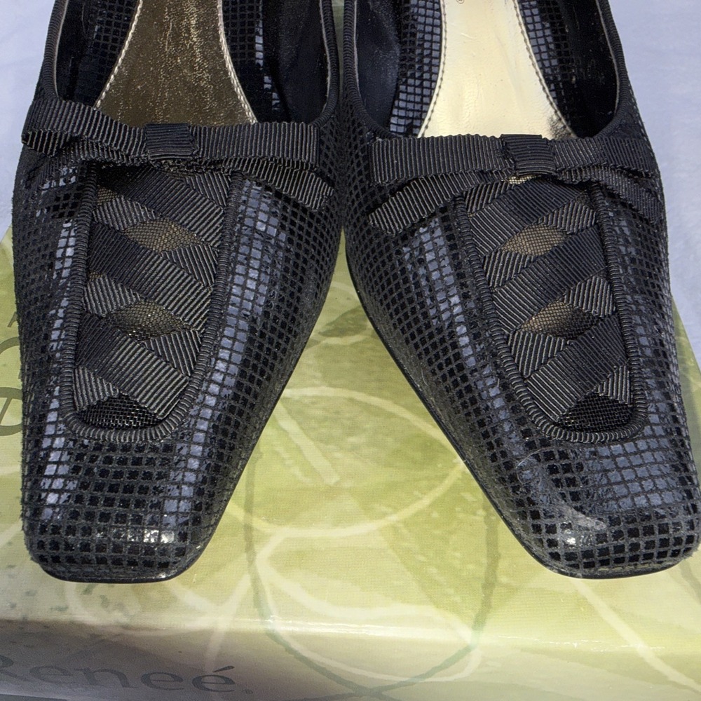 J Renee heels Shoes Pumps Black Sz 6.5 In Box Posey Style Leather Upper GUC - Picture 3 of 8